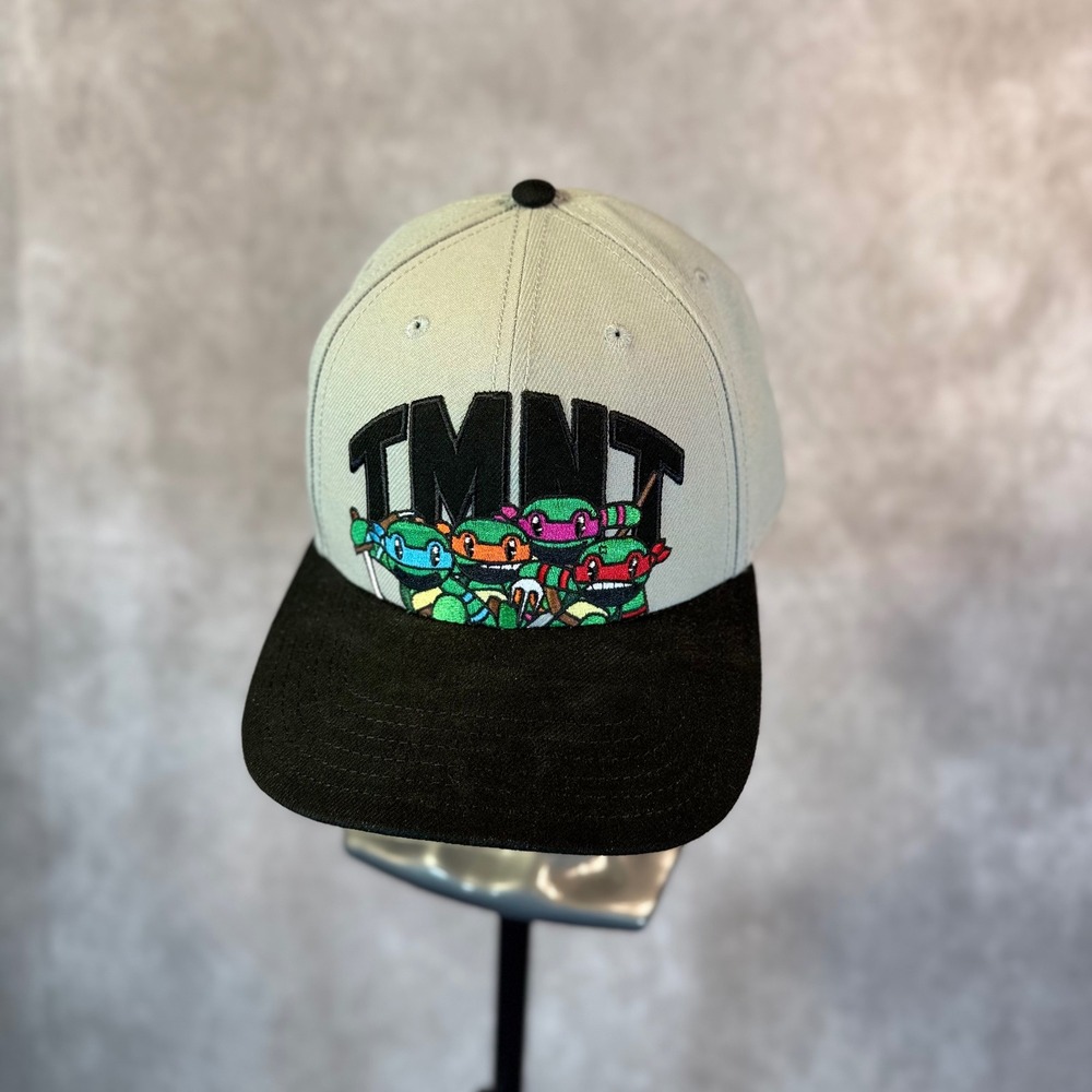 Nickelodeon TMNT Snapback Hat Men OSFM Gray Black Pizza Time Graphic Underbrim